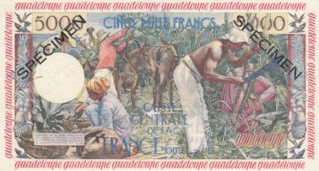 Guadeloupe 5000 Francs Femme, Antillaise - 1960 Spécimen O.000 - P.neuf