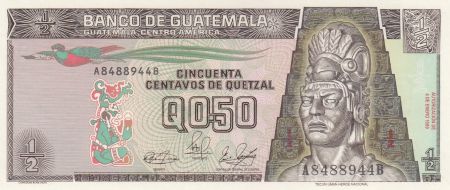 Guatemala ½ Quetzal 1989 - Tecun Uman -  Temple - Série A