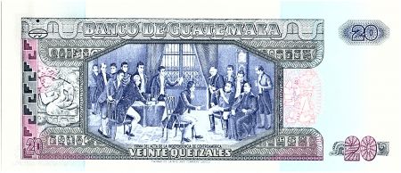 Guatemala 20 Quetzales, Mariano Galvez - Déclaration d\' Indépendance - 1990