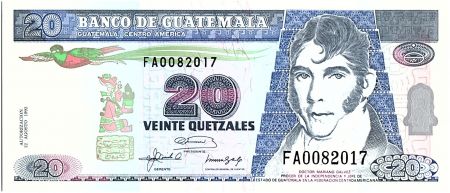 Guatemala 20 Quetzales, Mariano Galvez - Déclaration d\' Indépendance - 1992