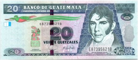 Guatemala 20 Quetzales 2008 - M. Galvez - Acte Indépendance