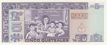 Guatemala 5 Quetzales 1990 - J.R. Barrios - Education Série D