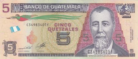 Guatemala 5 Quetzales Général J. Rufino Barrios - 2014 - Neuf