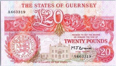 Guernesey 20 Pounds  1989 - Admiral Lord de Saumarez
