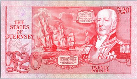 Guernesey 20 Pounds  1989 - Admiral Lord de Saumarez