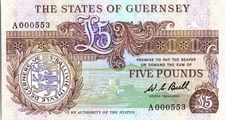 Guernesey 5 Pounds  1980 - Thomas de la Rue