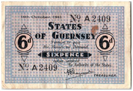 Guernesey 6 Pence Noir et Bleu - 1941