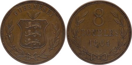 Guernesey 8 Doubles - Armoiries - 1864