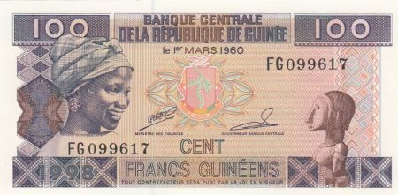Guinée 100 Francs Jeune Femme - Bananeraie - Série FG - 1998