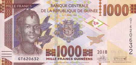 Guinée 1000 Francs - Femme - Bauxite - 2018 - P.NEW