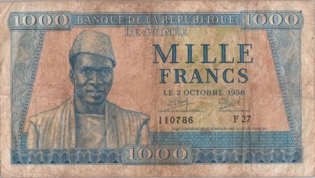 Guinée 1000 Francs 1958 - Sékou Touré - Pirogues  - F 27