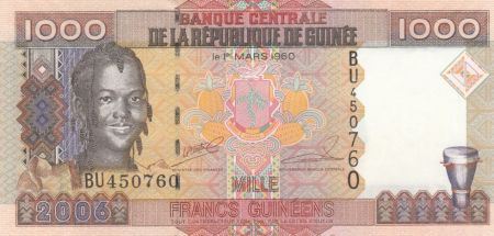 Guinée 1000 Francs Femme - Bauxite - Série BU - 2006