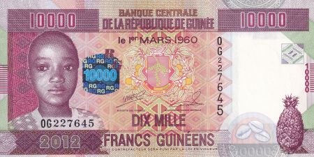 Guinée 10000 Francs - Enfant - Forêt - 2012 - Série OG - P.46
