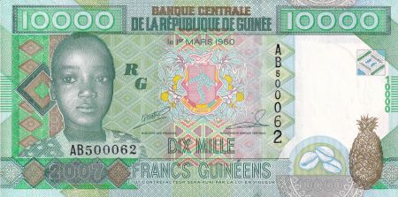 Guinée 10000 Francs - Enfant et colombes - 2007 - NEUF - P.42