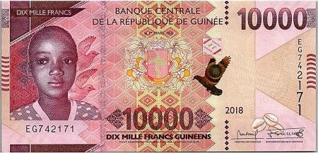 Guinée 10000 Francs Enfant et colombes - 2018 (2019)- Neuf