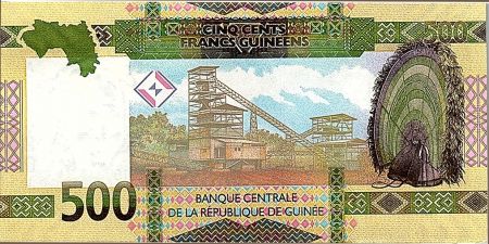 Guinée 500 Francs - Femme africaine - Mine - 2018 - Neuf