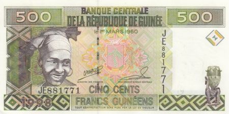 Guinée 500 Francs Femme - Exploitation minière - Série JE - 1998
