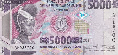 Guinée 5000 Francs - Femme - Barrage - 2021 - P.NEW