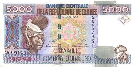 Guinée 5000 Francs 1998 - Femme - Barrage