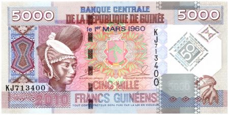 Guinée 5000 Francs Femme - 50 ans de la Monnaie Guinéenne