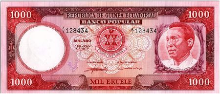 Guinée Equatoriale 1000 Ekuele M.N. Biyogo - Banque  - 1975