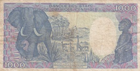 Guinée Equatoriale 1000 Francs 1985 - Carte de l\' Afrique, Eléphant - Série O.01