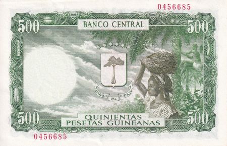 Guinée Equatoriale 5000 Bipkuele / 500  Pesetas - Exploitation forestière - 1980 - P.NEUF - P.19