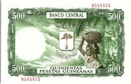 Guinée Equatoriale 5000 Bipkuele / 500  Pesetas, Exploitation forestière - 1980