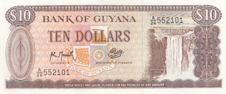 Guyana 10 dollars - Chutes de Kaieteur - Mine de bauxite - Série A.26 - ND - P.23.F