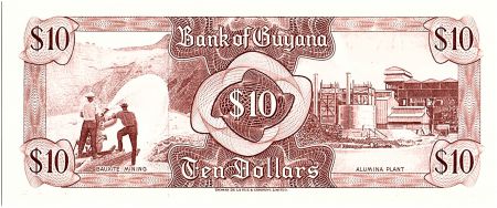 Guyana 10 Dollars, Cascade Kaieteur, Usine - 1983