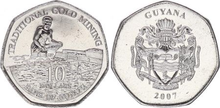 Guyana 10 Dollars Armoiries - Mine d\'Or