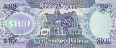 Guyana 100 Dollars Carte du Guyana - Eglise - 2008