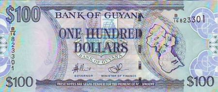 Guyana 100 Dollars Carte du Guyana - Eglise - 2008