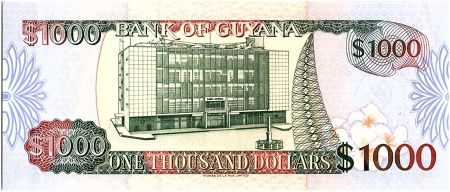 Guyana 1000 Dollars, Carte du Guyana - Banque de Guyana - 1996