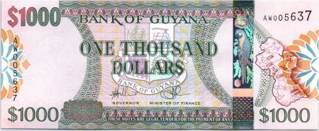Guyana 1000 Dollars, Carte du Guyana - Banque de Guyana - 2006