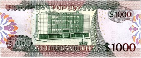 Guyana 1000 Dollars, Carte du Guyana - Banque de Guyana - ND (2019) - Neuf