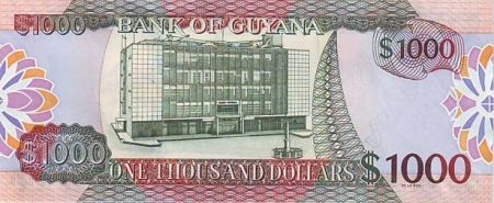 Guyana 1000 Dollars Carte du Guyana - Immeuble