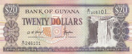 Guyana 20 dollars - Chutes de Kaieteur - Chantier naval - Série B.11 - 1996 - P.30.b1