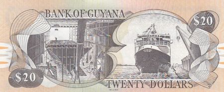 Guyana 20 dollars - Chutes de Kaieteur - Chantier naval - Série C.96 - ND - P.30G