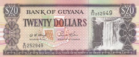 Guyana 20 Dollars 1996 - Cascade Kaieteur, Chantier Naval