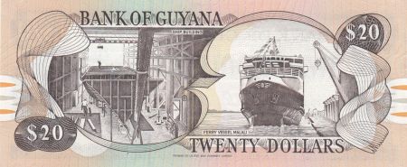 Guyana 20 Dollars 1996 - Cascade Kaieteur, Chantier Naval