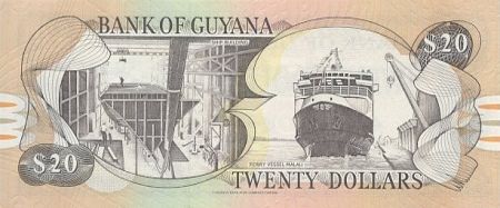 Guyana 20 Dollars Cascade Kaieteur - Chantier naval