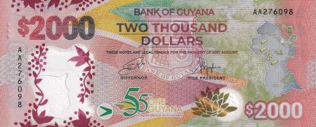 Guyana 2000 Dollars - 55ème anniversaire de l\'indépendance du Guyana - Enfants - 2022 - NEUF - P.NEW