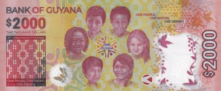 Guyana 2000 Dollars - 55ème anniversaire de l\'indépendance du Guyana - Enfants - 2022 - NEUF - P.NEW