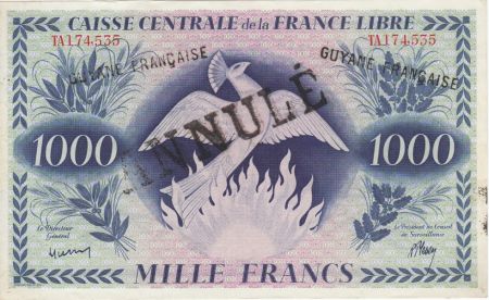 Guyane Française 1000 Francs Phenix - Annulé - 1941 Série TA174535