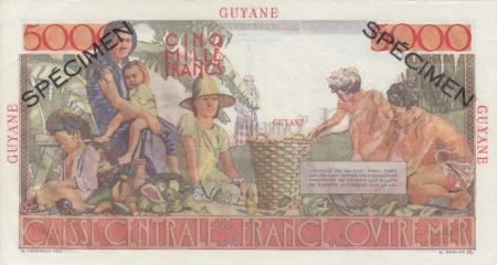 Guyane Française 5000 Francs Schlcher - 1946 Spécimen