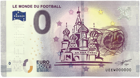Guyane Française Billet 0 euro Souvenir - Le Monde du Football - SPECIMEN perforé