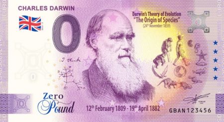 Guyane Française Billet 0 Pound Souvenir - Charles Darwin - Royaume-Uni 2022