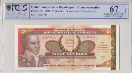 Haïti 20 Gourdes - Bicentenaire de la Constitution de 1801 - 2001 - PCGS 67 OPQ