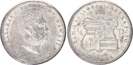 Hawai 1/4 Dollar Roi Kalakaua I - Armoiries - 1883